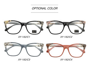 女性用スクエアアセテート光学フレーム、フロストグレー大理石模様、軽量メガネ、処方箋対応 - Product Image 3