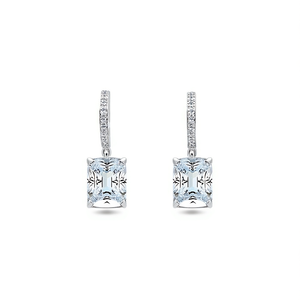 Pendientes de Diamantes Azul Marino E1543, Corte Esmeralda, Oro Blanco, Joyería Clásica para Mujer, para Boda - Product Image 1
