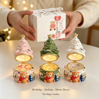 En gros, Ensemble diffuseur d'huiles essentielles en céramique et cristal en forme de sapin de Noël avec pierre diffuseuse, pour la maison et la table, idéal pour les fêtes
