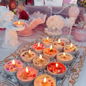 <span class=keywords><strong>Bougie</strong></span> artisanale personnalisée à l'aromathérapie, bougies de vœux en forme de croissant et de pleine lune avec des éléments végétaux pour les rituels et les intentions - Product Image 2