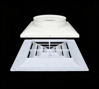Diffuseur d'air ABS 350 mm, panneau de 300 mm, découpe de 100 mm, grille à 4 voies pour plafond, pour maison, bureau, hôtel, magasin