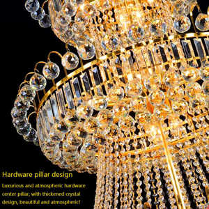 Lámparas de Araña Grandes de Cristal con Luces LED Doradas para Decoración de Vestíbulos de Hoteles y Restaurantes Tradicionales - Product Image 5