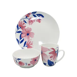 2022 new design 18pc porcelain with decal dinner set