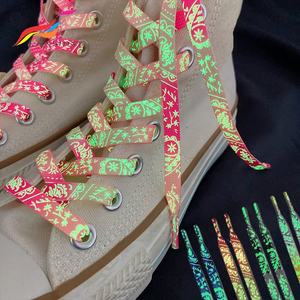 최신 발광 페이즐리 꽃무늬 색상 변하는 야광 신발끈 운동화용 - Product Image 2