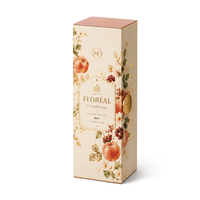Boîte cadeau de luxe personnalisée à motif floral avec fermeture métallique, emballage rigide haut de gamme pour bouteilles de vin mousseux