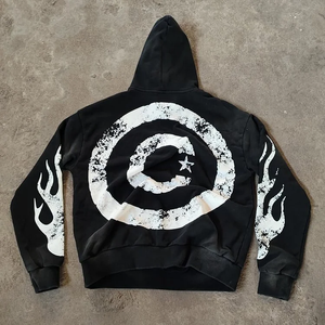 Designer Brand Hell Hoodie und Jogging hose 100% Baumwolle Hell Hoodie <span class=keywords><strong>Star</strong></span> Vintage Hip Hop Trainings anzüge mit gewaschenem Print - Product Image 2