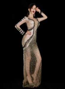 Brillante Strass Vedere Attraverso Le Donne del Vestito <span class=keywords><strong>Trasparente</strong></span> Festa di Compleanno di <span class=keywords><strong>Sera</strong></span> di Promenade Celebrate abiti Vestito - Product Image 4