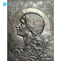 Plaque murale en bronze sculptée à la main, bas-relief, portrait, sculpture classique, art figuratif, panneau