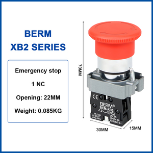 Nút dừng khẩn cấp XB2-BS542 núm thiết lập lại 1NC 22mm đẩy nút chuyển đổi Xb2 Nút chuyển đổi - Product Image 2