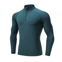 Printemps Automne Hommes Col Haut Sports Fitness Wear Basketball Running Jacket High Elastic Cross-border Half Zipper Long Sleeve