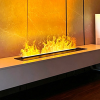 Cheminée électrique autoportante en métal pour la maison, avec support TV, flamme LED, thermostat réglable et verre incurvé simple, idéale pour hôtel