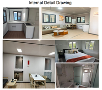 Maison modulaire pliable avec cadre design Maisons prêtes à vivre Conteneurs extensibles de stockage de 2 chambres à coucher de 40 pieds Maison