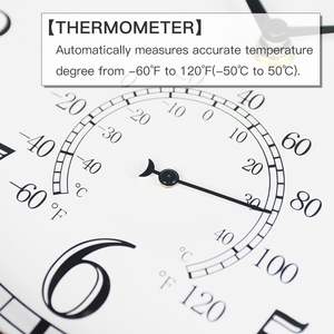 <span class=keywords><strong>Horloge</strong></span> <span class=keywords><strong>murale</strong></span> en métal à quartz double face de style station avec thermomètre, grand cadran, pour utilisation intérieure et extérieure - Product Image 4