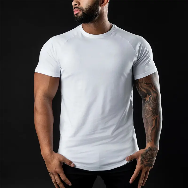 T-Shirt da uomo in cotone Spandex T-Shirt sportiva Quick Dry Athletic Tee Muscle Fit Training Sports Blank T-Shirt