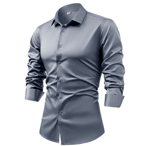 <span class=keywords><strong>Camicia</strong></span> Casual da <span class=keywords><strong>uomo</strong></span> 2025 autunno alla moda taglie forti a maniche lunghe antirughe traspirante con risvolto monopetto da lavoro Casual - Product Image 5