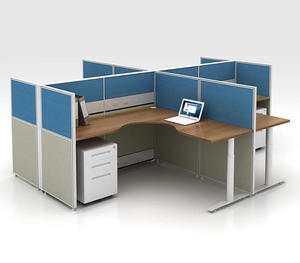 Estación de Trabajo en Forma de X de Diseño Modular Moderno y Duradero de Aluminio para Oficina Comercial - Product Image 1