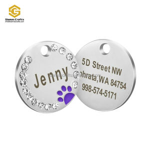 도매 라운드 라인 석 Pawstrip 빈 개 ID 태그 발 강아지 개 목걸이 펜던트 맞춤형 개 태그 칼라 고양이 태그 - Product Image 2