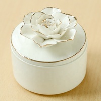 Novel Boho vente chaude boîtes à bijoux en céramique brillante écologique avec fleur à la main porcelaine bibelot boîte artisanat et cadeau décor moderne