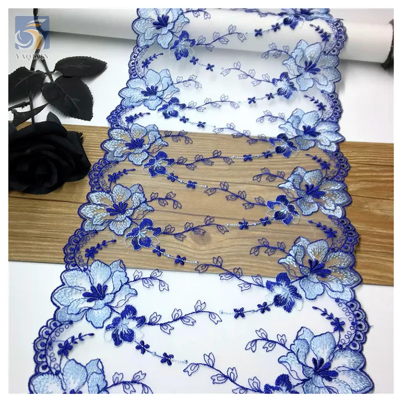 YX2370 قماش شبكي مطرز بالزهور مع تقليم من الدانتيل والتول المخصص فساتين شبكية مطرزة بالدانتيل