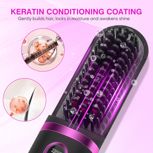 Peigne Chauffant Sans Fil Rechargeable 2-en-1 et Brosse Lissante pour Cheveux Femme, Fer Plat Céramique à Chauffage Rapide - Product Image 4