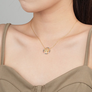 Collana da donna Daidan collana di gioielleria raffinata collana in argento con albero di vita in zircone colorato da 18mm con albero della vita rotondo - Product Image 3