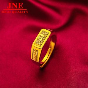 Bague ouverte <span class=keywords><strong>pour</strong></span> <span class=keywords><strong>homme</strong></span> en or alluvial plaqué or 24K, motif 'Lucky Money' au dos, style 'Gold Shop' - Product Image 3