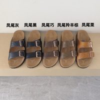 Sandales compensées grande taille pour femme, style forêt vintage, en cuir pleine fleur, pour l'extérieur, collection été 2025