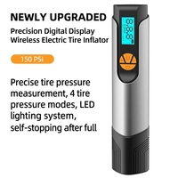 Compresseur d'air électrique intelligent portable rechargeable 150 PSI haute pression avec écran LCD et arrêt automatique, gonfleur de pneus à double valve pour