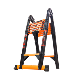 Échelle télescopique pliante en acier au carbone de 2,5+2,5 m en forme de A pour usage industriel et extérieur - Product Image 4