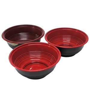 550ml 700ml 1000ml Take Out Container Microwave Plastic Red Black Noodle Bowl With Lid