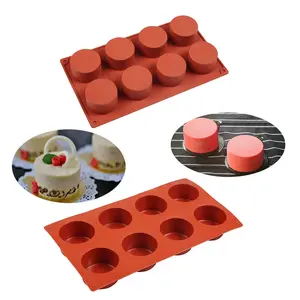 Shenhong — moules à biscuits au chocolat en Silicone, 8 cavités, ronds pour les bonbons, Mini moule à savon, gâteau, Cupcake, Muffin et Jello