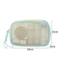 Kit de trousse à cosmétiques en maille rose personnalisée avec fermeture éclair, trousse à crayons, trousse à maquillage, pochette en filet, trousse à maquillage professionnelle avec fermeture éclair en silicone