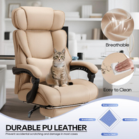 Chaise de bureau professionnelle pour PDG, confortable, à dossier haut, inclinable, pivotante, avec support de tête et repose-pieds, idéale pour les managers et les réunions.