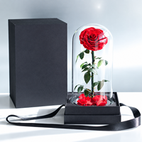 Roses éternelles artisanales préservées pour la Saint-Valentin, éternelles dans un dôme en verre avec LED