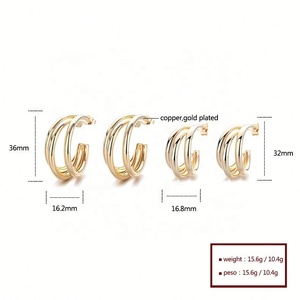 เครื่องประดับทองเคลือบลามิเนต Joyeria ต่างหูแบบติดหูสำหรับผู้หญิง ดีไซน์หรูหรา ชุบทอง 18K ขายส่งเครื่องประดับแฟชั่นสำหรับผู้หญิง หลากหลายแบบ - Product Image 6