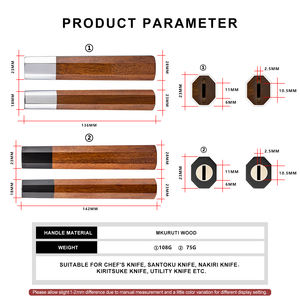 Grandsharp sekizgen doğal afrika ahşap bıçak kolu DIY mutfak bıçağı parçaları çevre dostu bıçak yapma detayları aksesuarları - Product Image 6