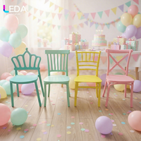 Chaises empilables en plastique LEDA, colorées et mignonnes, en PP, pour la location lors de dîners, fêtes, mariages, anniversaires et événements, chaise Chiavari pour enfants