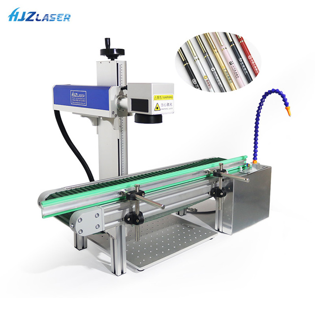 Pen Visual Position Laser Marking Engraving Machine 20W 30W Fiber Laser Marker with Conveyor Belt Automatic