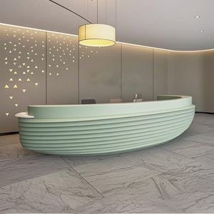 Bancone Frontale Scultoreo in Pietra Q512, Scrivania Personalizzata in FRP GRC, Bancone di Servizio per Lobby e Uffici Commerciali - Product Image 6