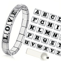 Bracelet en acier inoxydable tendance avec initiales anglaises, breloques italiennes DIY, pour unisexe