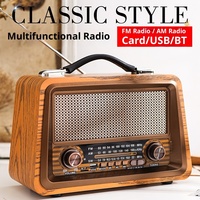 Penjualan laris Speaker nirkabel Bt rumah kayu senter Radio FM AM Retro Speaker Stereo Mini portabel