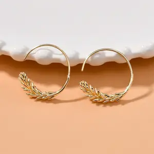 New Arrival Versatile Irregular Gold Leaf Hoop Earrings Jewelry