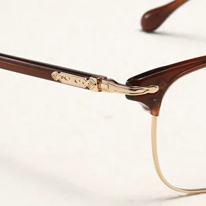 Óculos de metal com armação clássica para homens, óculos de meia armação de metal com design mais recente Figroad em estoque