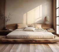 Lit plateforme de rangement en pin massif de style Mid-Century Modern, design multifonctionnel, écologique et durable pour chambre à coucher et mobilier de maison