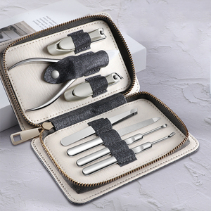 Kit professionnel de manucure et pédicure en acier inoxydable, coupe-cuticules, étui en cuir zippé, ensemble d'outils de soin des ongles - Product Image 2