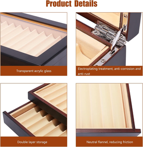 JUNJI Caja de Exhibición de Bolígrafos de Madera Caja Organizadora de Almacenamiento de Bolígrafos, Estuche Colector de Pluma <span class=keywords><strong>Estilográfica</strong></span> con 23 Ranuras, 2 Capas - Product Image 3