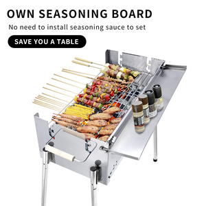 شواية فحم قابلة للطي من الفولاذ المقاوم للصدأ للنزهات، سهلة التجميع مع ارتفاع قابل للتعديل ورف تخزين - Product Image 4