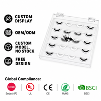Support de présentation de cils en acrylique XH OEM pour comptoir de magasin de maquillage avec couvercle anti-poussière, conception gratuite
