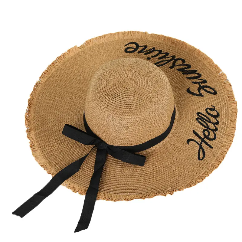 Sombreros de Paja panamá de ala ancha para mujer, Sombreros de Paja de trigo