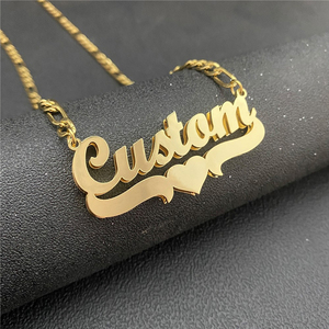 <span class=keywords><strong>Collana</strong></span> <span class=keywords><strong>con</strong></span> Nome Personalizzato a Doppia Placcatura <span class=keywords><strong>con</strong></span> Cuore in Acciaio Inossidabile Dorato, <span class=keywords><strong>Targhetta</strong></span> 3D Personalizzata, Gioielli da Donna - Product Image 4